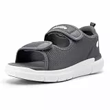 FitVille Weit Offene Diabetiker Sandalen Herren Orthopädische mit Klettverschluss Verstellbare Gesundheitsschuhe Verbandschuhe bei geschwollene Füße Reha-Schuhe Ödeme Hausschuhe Stahlgrau 42 EU Weit