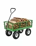 VEVOR Bollerwagen 300 kg, Transportwagen, Gartenwagen, Gerätewagen, Handwagen aus Metall für den Außenbereich mit 10-Zoll-Reifen, abnehmbaren Seitenteilen aus Netzmaterial & um 180° drehbarem Griff