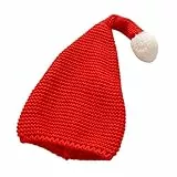 STOBOK Weihnachten Strickmütze Babymütze Baby Mädchen Mütze Weihnachtsmütze Weihnachtshüte Wintermütze mit Bommel für Mädchen Jungen Kinder (rot)