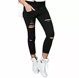 Rosennie Damen Jeans Hosen Mode High Waist Jeans Streetwear Denim Hose Casual Jeanshose Bleistift Leggings Hose Solid Frauen Freizeithosen