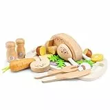 Woet® Holzspielzeug Spiellebensmittel Brathähnchen für Kleinkinder – Lebensmittel Spielzeug mit Schneidebrett, Gemüse und Zubehör – Kaufladen und Küchenspielzeug – Ab 2 Jahren – Geschenk für Kinder