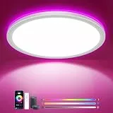 zemty 24W 3200LM LED Deckenleuchte Dimmbar mit Alexa, APP-Steuerung, Fernbedienung, RGB Deckenlampe 3000K-6500K, Badezimmer Lampe Decke für Kinderzimmer Schlafzimmer Jugendzimmer 30CM