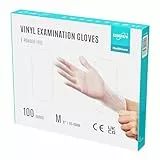 EUROPAPA® 100x Vinylhandschuhe Einweghandschuhe Untersuchungshandschuhe Einmalhandschuhe latexfrei puderfrei Vinyl Handschuhe in Gr. S, M, L & XL verfügbar (Transparenz, M)