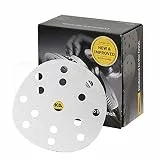 Mirka Basecut Schleifscheiben mit Klettverschluss, 150 mm, 15 cm, 100 Stück, Körnung P240, Automobil-Nachbearbeitung, Schleifscheiben, 15 Löcher, Vakuum-Staubabsaugungssystem