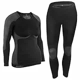 ALPIDEX Damen Funktionswäsche Thermounterwäsche Skiunterwäsche - atmungsaktiv, wärmend und schnell trocknend, Größe:L/XL, Farbe:Black-Grey