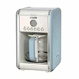 Ariete Vintage 1342 Retro Americano-Filterkaffeemaschinen, Hartglaskaraffe, bis zu 12 Tassen, 24-Stunden-Timer, Auto-Abschaltung, Anti-Drip-Funktion, 1,5 L Fassungsvermögen, 2000 W, Blau
