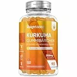 Kurkuma Gummibärchen - 2100mg - 95% Curcuminoide - Mit Ingwerpulver & Schwarzer Pfeffer - Natürlicher Zitronengeschmack - 3 Monate Vorrat - 90 Curcuma Extrakt Gummies - 1 pro Tag - WeightWorld