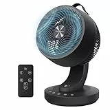 SONGMICS Tischventilator, Ventilator leise 20 dB, Luftzirkulator LED-Display, Fernbedienung, effiziente Kühlung, 70° Oszillation, 8 Geschwindigkeiten, 12 Std. Timer, tintenschwarz XFC001B1EU