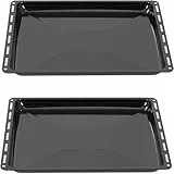 ICQN Backblech 2er Set 46,5 × 37 × 3 cm, Kompatibel mit Siemens, Bosch, Beko, Constructa, Neff & Amica, Emaillierte Backbleche für Backofen & Herd
