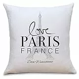 OWLBOOK Paris France Flauschige Kissenhülle mit Spruch Personalisiert mit Namen Geschenke Geschenkideen für Paris Liebhaber zum Geburtstag