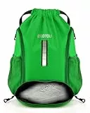BROTOU Sportbeutel Sporttasche Rucksack Kordelzug Turnbeutel mit Schuhfach Tunnelzug Gym Bag Badetasche Wasserfest Fußballtasche für Junge Herren Damen Kinder （Grün）