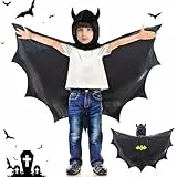 Fledermaus Kostüm Kinder, Faschingskostüme Kinder Jungen und Mädchen, Fledermaus Umhang Kinder, Vampir Kostüm mit Kapuze, Fledermausflügel Kinderkostüm Cape, Kostüme für Karneval Fasching Halloween
