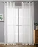 Gardinenbox 2er-Pack Ösen Gardinen Transparent Vorhang Set Wohnzimmer Voile Ösenvorhang Bleibandabschluß HxB 225x140 cm Weiß, 203322