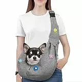 Pawaboo Hundetragetasche, Tragbare Haustier Hundetasche mit Verstellbare Schultergurt,Outdoor Reise Haustier Umhängetasche Transporttasche für Klein Hund Katze (Bis zu 12lbs), Blumen + Grau