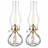 Glas Petroleumlampe für Innenräume,2 Stück Öllampen aus Glas,Vintage Petroliumöllampe,Klassisches Petroleum Lampen mit Verstellbarer Flamme,Retro Petroleumlampe,öl Lampe für Notfall Garten Haus (D)