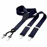 DonDon Hosenträger Herren extra stark blau 3,5 cm Hosenträger Herren breit in Y-Form lang - Starke Clips passend für Anzug Jeans Chinos Vintage Rockabilly Suspenders