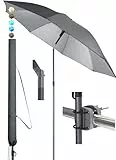 4smile Sonnenschirm Balkon SunnyJoy, 3-in-1 SET, Anthrazit - UPF 50+ Sonnenschirm Ø 180 cm + Sonnenschirmhalter Balkongeländer + Sonnenschirmhülle - Sonnenschutz Balkon Set