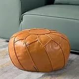Louis Donné ungefüllte Pouf Abdeckung - rund osmanische Fußlehne Hocker mit Aufbewahrung, wasserdicht Kunstleder Bean Bag Stuhl, Fußhockel für Wohnzimmer, Schlafzimmer, Kinderzimmer (Orange)