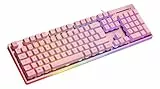 DELTACO GAMING PK75 – Gaming Tastatur (RGB Beleuchtung, 100%, 105 Tasten, Deutsches Layout QWERTZ) – Pink/Rosa