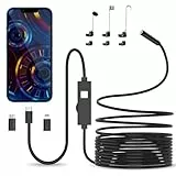 Endoskopkamera mit Licht, 1080P HD Endoskop-Kamera Handy mit Licht Wasserdichtes Ip67 Kein WLAN Erforderlich Inspektionskamera Kanal-kamera Handy mit 8 LED Licht für Android & iOS, Tablet (16.4 ft/5m)