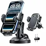 2026 Exclusive Wackelfrei Handyhalterung Auto YRU【Upgrade Bombenfest Saugnapf & Clip】Handy Halterung Auto Kein Rückstand 360° Drehbar Handyhalter Armaturenbrett Scheibe für iPhone Samsung, Mattschwarz