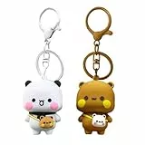 JXAXD 2 Stück Bubu Dudu Schlüsselanhänger, Bubu und Dudu Anhänger, Panda Schlüsselanhänger, Cartoon Kawaii Schlüsselabhänger, Niedlicher Handtaschen Schlüssel Anhänger für Kinder, Mädchen