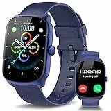 STECEi Smartwatch Herren, 1,85'' HD Touchscreen Smart Watch mit Bluetooth Anrufe, 110+ Sportmodi Fitnessuhr mit Herzfrequenz Schlafüberwachung Schrittzähler, IP68 Wasserdicht Sportuhr, Marineblau