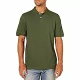 Amazon Essentials Herren Piqué-Poloshirt aus Baumwolle, Schmale Passform, Olivgrün, XXL