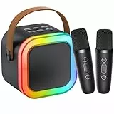 CUTEEEE Karaoke Maschine Kinder mit 2 Mikrofonen kabellos, Bluetooth Mikrofon Kinder mit Stimmveränderung, Geburtstags Jungen 4–12 Jahre, Ideal für Familienfeiern & Partys