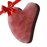 ARI ANWA Premium Gua Sha Rosenquarz Stein – Gua Sha Gesicht Massage Tool für Lymphdrainage & Jawline | Gua Sha Stein Rosenquarz Face Massage | inkl. Samtbeutel & Anleitung