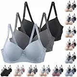 3er Pack Damen BHS mit Bügel Klassischer BH mit Verstellbare Träger Frauen Bequemer Stützend Komfortabler Klassischer-BH Dessous Unterwäsche Bra Set für Alltag Arbeit Freizeit