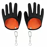 Jaarssho 1 Paar Angelhandschuhe, AngelzubehöR,Angelhandschuhe Raubfisch, Anti-Dorn- und Anti-Biss-wasserdichte, mit 1 Starken Magnethaken, Sicher für Verschiedene SüßWasserfische
