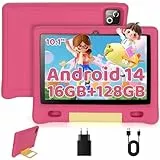 Whitedeer Touchscreen-Tablets für Kinder, 10 Zoll (25,4 cm), Octa Core, mit 16 GB RAM, 128 GB ROM, TF 1 TB, Android 14, Wi-Fi 6/BT 5.3, Widevine L1, 5000 mAh, Kindersicherung, Lerngeschenk für Kinder