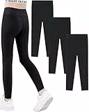 Domee Mädchen Sport Leggings Sporthosen Einfarbig 3er-Pack Schwarz 146 (Herstellergröße 150)
