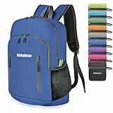 Bekahizar Faltbarer Rucksack Leicht Klein Wanderrucksack 20L Reiserucksack Tagesrucksack Tasche für Männer Frauen Jugendliche Outdoor Wandern Reisen (Dunkelblau)