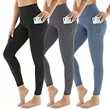 AMIYOYO Sport Leggings Damen mit Tasche High Waist Leggins Blickdicht Sporthose Bauchweg Sportleggins Lang Dehnbar Hose Yoga für Gym Fitness 3er Pack