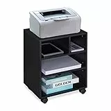 Relaxdays Rollcontainer, 4 offene Fächer, Büro & Home Office, mit Rollen, Büroschrank, HxBxT: 49 x 40 x 30 cm, schwarz