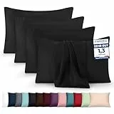 Utopia Bedding – 4er-Set Kissenbezüge – 40 x 80 cm – Oeko-TEX – Gebürstete Mikrofaser, 100% Polyester, mit Umschlagverschluss (Kissenfüllung Nicht enthalten), nur Kissenbezug – Schwarz