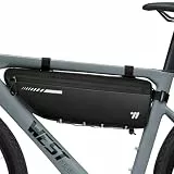ZIMAOER Oberrohr Fahrradtasche - 2,6L Rahmen Fahrradtasche mit Wasserdichtem Reißverschluss, Top Tube Bike Bag, Robuste Fahrradzubehörtasche für MTB Rennrad Gravelbike (Ganz Schwarz)