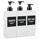 Segbeauty Seifenspender Weiß, 3 Stück Pumpflasche 500ml, Seifenspender Kunststoff, Shampoo Spender mit Wasserdichtes Etiketten, Duschgel Spender Nachfüllbar