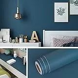 Livelynine 40CMx5M Möbelfolie Selbstklebend Tapete Petrol Blau Klebefolie Türkis Wandtapete Deko Folie für Möbel Kinderzimmer Kinder Küchenschränke Schrank Wohnzimmer Tür Fensterbank Abwaschbare