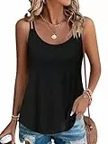 PLOKNRD Damen Tank Top Sommer Spaghetti Oberteile Ärmellose Rundhalsausschnitt Shirt Blusen Tops Schwarz XL
