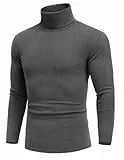COOFANDY Rollkragenpullover Rollkragenshirt Rollkragen Pullover Stehkragen Herren Rollkragenpulli Grau L