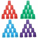 yeesport 48-Teilige Sport-Stapelbecher, Sport gkeitstrainingsspiel für Kinder und Erwachsene, rasanter Spaß-Herausforderungswettbewerb, Reise-Partyspielzubehör, Grün + Orange + Blau + Lila