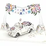 papercrush® Pop Up Karte Hochzeitsauto und Just Married-Girlande - Edle 3D Hochzeitskarte für Brautpaar, Glückwunschkarte zur Hochzeit, Gutschein für Hochzeitsreise und Flitterwochen Geldgeschenk