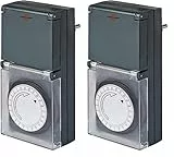 Brennenstuhl Zeitschaltuhr MZ 44, mechanische Timer-Steckdose (Tages-Zeitschaltuhr, IP44 geschützt, mit erhöhtem Berührungsschutz & Schutzabdeckung) grau (Packung mit 2)