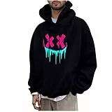 KOG Hoodie für Herren Mode Kapuzenpullover Mode Motiv Hoodies Basic Oberteil Sweatshirt mit Kapuze Winter Streetwear Warm Junge 2025 Oversized Bekleidung Baumwolle Kapuzenjacke Schwarz 3XL