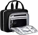 Chakipee Reise Kulturbeutel zum Aufhängen für Damen – Wasserdichter Kosmetiktasche Kosmetiktasche mit Klarfenster, Leichte Waschtasche für Essentials, Make-up, Shampoo, Kulturtasche Schwarz,Groß