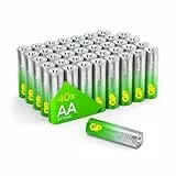 GP Batterien AA 1,5V Super Alkaline Longlife G-TECH Technologie, Vorratspack mit 40 Stück Mignon AA Batterien in praktischer Briefkasten-tauglicher Versandverpackung