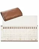 Lolalet Reise Halskettenorganizer Schmuckrolle, verwicklungsfreies Etui für Halsketten, faltbare Leder Rolltasche zur Aufbewahrung von Halsketten Ketten Armbändern – Karamell, 18 Slots